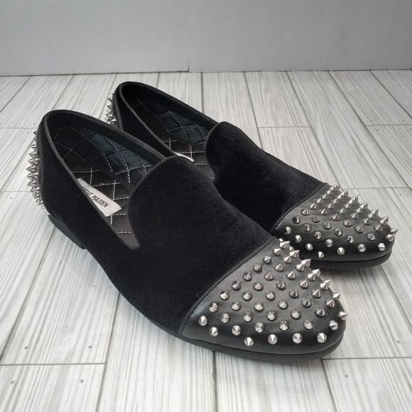 Steve Madden Velvet Spiked Studded Gothic Loafers - Picture 1 of 8